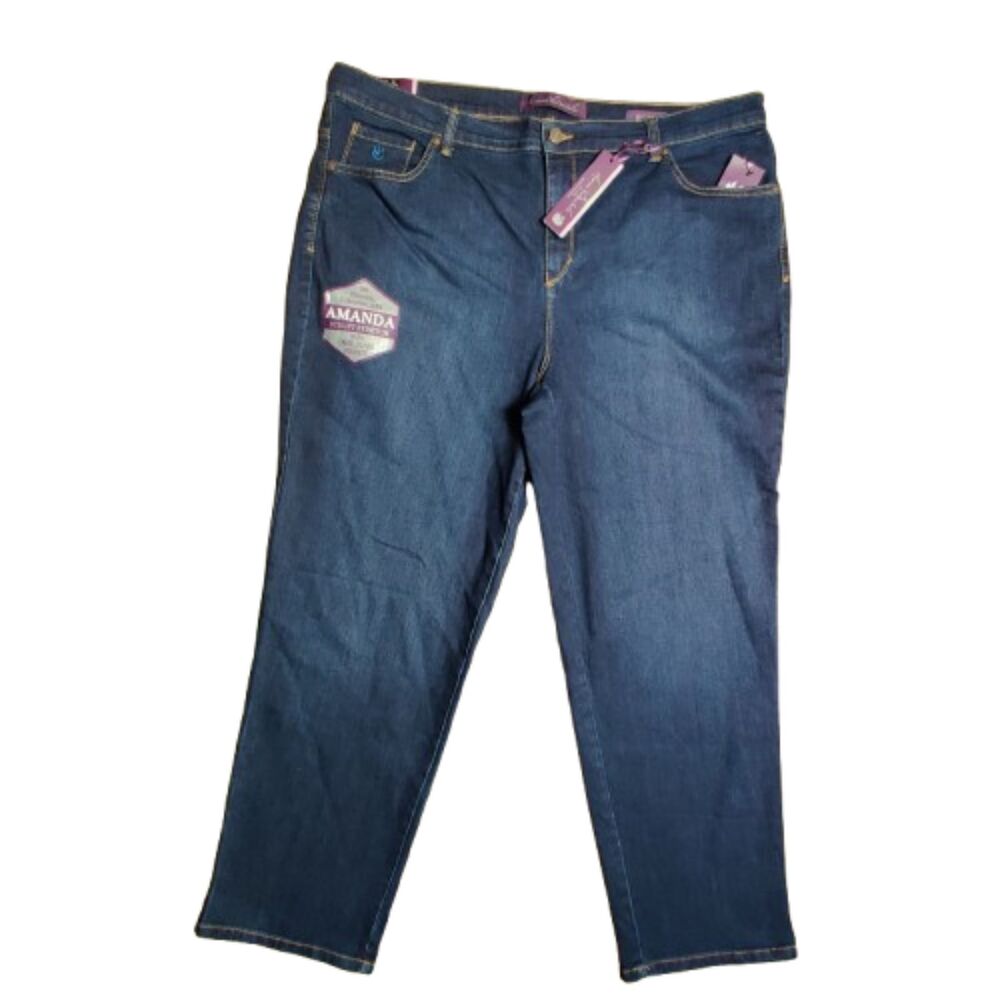 Gloria Vanderbilt Amanda Jeans 18W Short Tapered Leg Embellished Pockets NWT